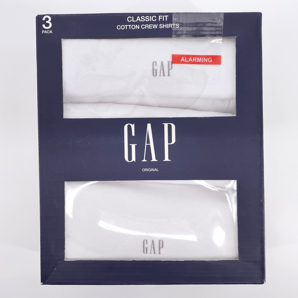 NEW Gap Classic Fit 3-Pack Cotton Crew Shirts White Short Sleeve‎ Mens Medium